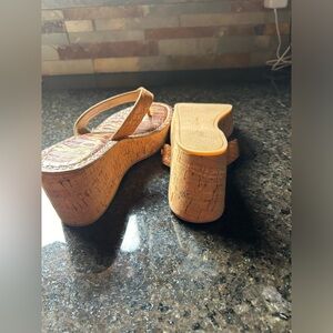 Sam Edelman Platform Cork Thong Wedge Shoe Sandals size 7